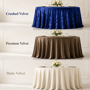 Wholesale Rectangular Velvet <b>Tablecloth</b> Three Finish Options Crushed Premium Matte for Hotel Banquet Event Rental - Product Image 1