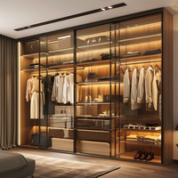 Armoire de luxe pour couple, meubles de chambre à coucher sur mesure, dressing, armoires doubles en bois massif et verre, accessoires de rangement, designs