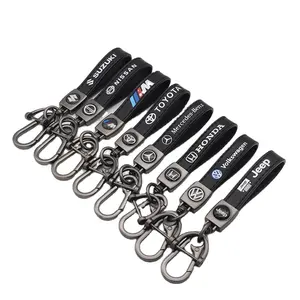 Porte-clés de voiture en cuir Pu de luxe avec logo personnalisé d'usine Accessoires pour hommes et femmes Auto Logos Porte-clés