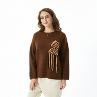 Pull-over personnalisé en laine à manches longues pour femmes, pull à col chaud sport brodé à la main, Style décontracté, grande taille