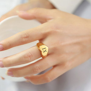 Bague en acier inoxydable en forme de cœur, 16MM, constellation gravée, bijoux cadeau pour femmes - Product Image 2