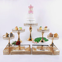 Support de présentation de desserts de haute qualité pour fête d'anniversaire, service de thé de l'après-midi, décoration en verre miroir, ensemble de supports à gâteaux et à collations