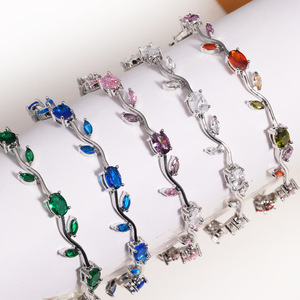 Luxury <strong>Bridesmaid</strong> Cubic Zirconia <strong>Bracelet</strong> Gift Colorful Diamond Link <strong>Bracelet</strong> 18K Gold Plated Tulip Floral <strong>Bracelet</strong> for Women - Product Image 1