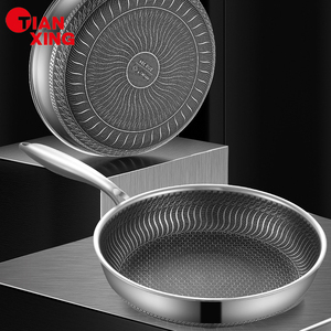 Chảo chiên chống dính cao cấp Tianxing, chất liệu thép không gỉ 3 lớp, kiểu tổ ong, kèm nắp - Product Image 1