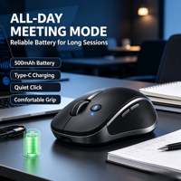 Souris vocale ergonomique IA, traduction en 126 langues et 26 dialectes, conversion vocale en temps réel, minutes de réunion, souris tri-mode 2.4G.