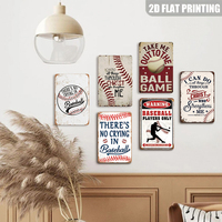 Letrero Metálico Vintage de Béisbol 'Take Me Out to the Ball Game' para Decoración de Cuarto de Hombre