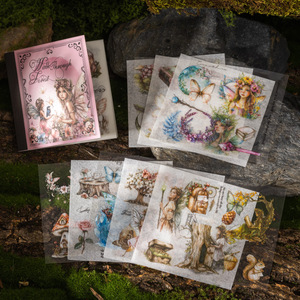 20 fogli/confezione <span class=keywords><strong>insieme</strong></span> attraverso il libro adesivo a doppio materiale della serie foresta Sensen Flower fata - Product Image 1