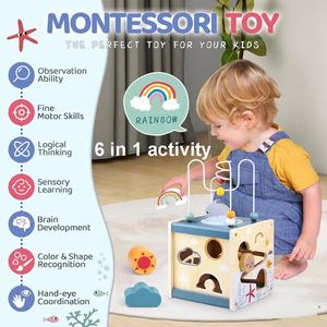 <span class=keywords><strong>Cube</strong></span> d'activités Montessori <span class=keywords><strong>en</strong></span> <span class=keywords><strong>bois</strong></span> 6 <span class=keywords><strong>en</strong></span> 1 Jouet pour tout-petit Apprentissage éducatif polyvalent Activités sensorielles <span class=keywords><strong>Cube</strong></span> occupé pour la <span class=keywords><strong>motricité</strong></span> fine - Product Image 2