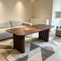 Table de salle à manger ovale en bois de style nordique français rétro, 6 places, table de restaurant en noyer, meubles de cuisine