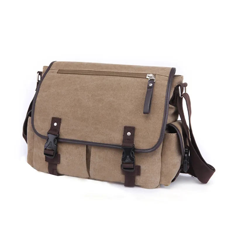 New Stylish Khaki Cross Body Shoulder Bag Bolsa Mensageiro Teenagers Canvas Satchel For Men