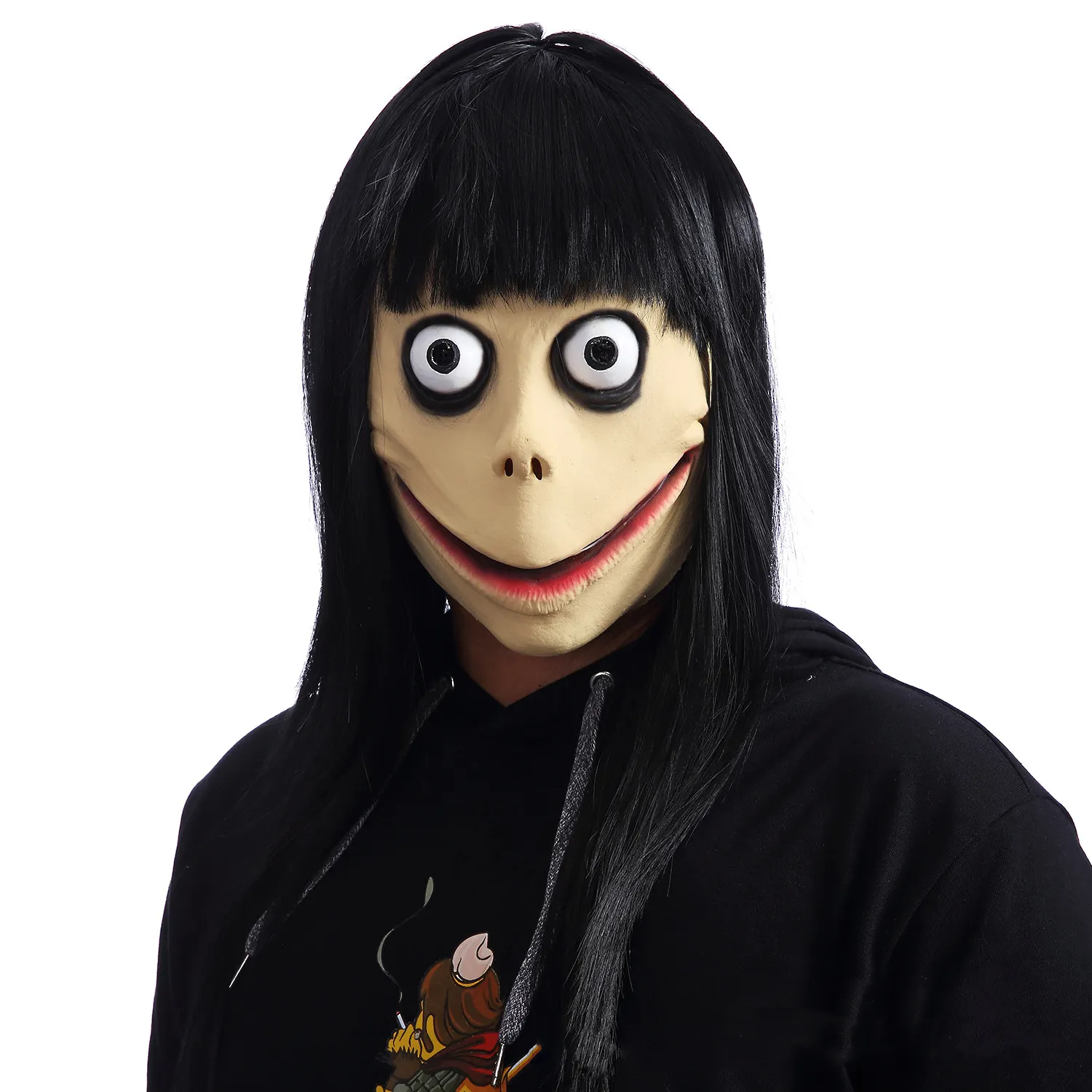 Factory Directly Creepy Mask Halloween Costume Party Props Momo Mask Scary Games Evil Latex Mask With Long Hair