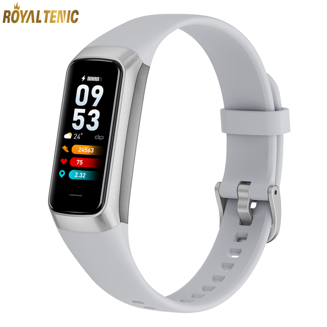 Royaltenic C60 AMOLED Sliver BT Smart Band Watch NFC IP67 Waterproof Sports Fitness Tracker Smart Band Bracelet for Mobile Phone