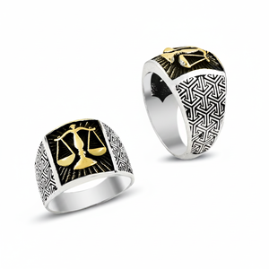 925K Sterling Silver Art Libra Men <b>Ring</b> - Product Image 2