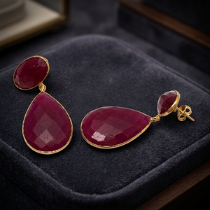 Nouvelles boucles d'oreilles pendantes en argent sterling 925 avec pierres précieuses en quartz teinté, tendance, forme ovale et poire - Product Image 3