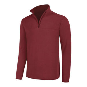 Mens Quarter Zip Fleece Pullover Solid Color Winter Warm Casual Long Sleeve <b>Top</b> OEM ODM Wholesale Fashion Knitwear Clothing - Product Image 1