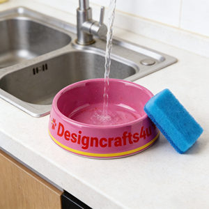 Bol pour chien en céramique rose écologique de qualité supérieure personnalisé pour chats et chiens, logo personnalisé, antidérapant, large, peu profond, sans déversement, intérieur/extérieur - Product Image 2