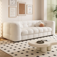 Canapé-lit multifonctionnel pour trois personnes, style Marshmallow Puff, avec matelas, revêtement en tissu et structure en métal, luxe