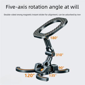 Support magnétique pour téléphone, rotation sur 5 axes, aimant puissant double face, 4 griffes anti-roulement, ultra fin 18 mm, pliable pour bureau, voiture, voyage - Product Image 2