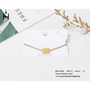 Pulsera de acero inoxidable, 12x14cm, etiqueta con letra G, cadena chapada en oro, regalo de joyería unisex - Product Image 1