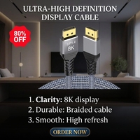 Câble DP 1.4 à prix réduit, 8K/60Hz 4K 240Hz, gaine PVC, blindage en feuille, 2m, câble audio-vidéo HD, livraison directe d'usine, PS5