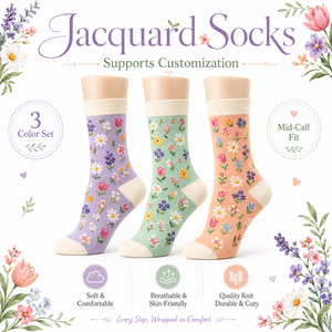 Chaussettes Jacquard Personnalisables <span class=keywords><strong>à</strong></span> Motifs de Dessins Animés pour Femmes – Confortables, Tricotées, en Coton, Idéales pour le Quotidien avec Logo Intégré - Product Image 1