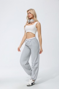 Pantaloni Yoga a Vita Alta con Tasche Cargo, Chiusura con Cordoncino, Traspiranti in Spandex e Poliestere, Stile a Lunghezza Intera - Product Image 4