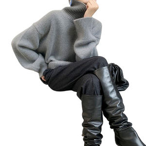 Pull à col roulé rétro style preppy pour femme, vêtement d'extérieur d'automne, pull ample et décontracté, vêtement d'intérieur d'hiver, haut en tricot - Product Image 6