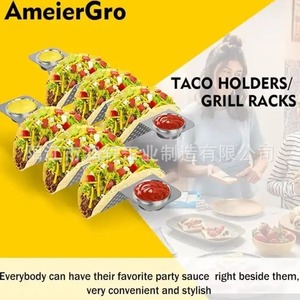 Soporte para Tacos de Acero Inoxidable HX-T001, 1.00mm de Grosor, con Bandeja para Salsas, para Hoteles, Comida, Café y Té - Product Image 3