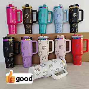 Ama Zon <strong>Hot</strong> Custom KT StanLCup Vacuum <strong>Flask</strong> &amp; Thermos H2.0 Stainless Steel Luxury Double Wall Thermal 40oz Tumbler Set with Box - Product Image 1