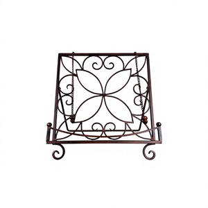 Support de livre de recettes en métal rustique noir réglable pour comptoir de cuisine domestique - Product Image 1