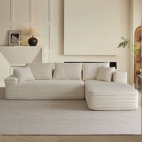 Canapé d'angle modulable en velours côtelé, style crème, minimaliste italien, écologique, amovible et lavable pour salon