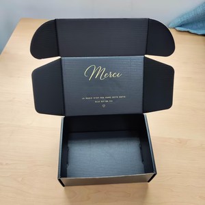 Custom Black Corrugated Mailer <b>Box</b> Gold Logo Printing Foldable Shipping Packaging Paper <b>Box</b> for Gift Cosmetic Apparel Packaging - Product Image 3