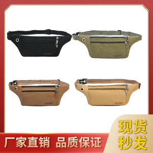 Riñonera de lona para hombre, 32x21x11cm, riñonera portátil para deportes al aire libre, senderismo, correr, con diseño de letras, Color sólido - Product Image 3