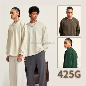 T-Shirt Unisex a Maniche Lunghe in Cotone Pesante 425gsm, Collo Tondo Oversize per Uomo e Donna - Product Image 2