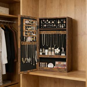 Meuble de rangement pour bijoux avec miroir, pour chambre et salon, <span class=keywords><strong>à</strong></span> poser sur table ou <span class=keywords><strong>à</strong></span> suspendre <span class=keywords><strong>au</strong></span> <span class=keywords><strong>mur</strong></span>, vente en gros d'usine - Product Image 4