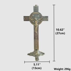 Crucifijo de Metal HT de 27 cm con Base, Figura de Jesús Católica con Pedrería, Decoración de Altar para el Hogar e Iglesia - Product Image 6