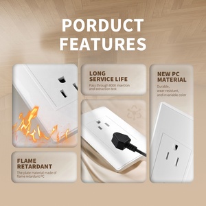 नई पीसी सामग्री तांबे के भागों सॉकेट और स्विच दक्षिण अमेरिकी मानक डबल 3 पोल दीवार सॉकेट आउटलेट घर - Product Image 4