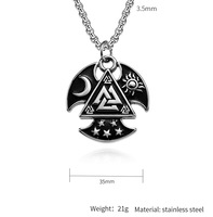 Collier Pendentif Viking Odin Noeud Triangle Acier Titane Valknut Mythologie Nordique Vintage Bijou Homme Gros Usine Cadeau