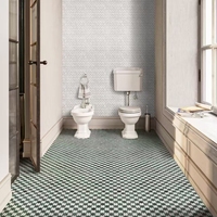 Revêtement de sol en marbre mosaïque à motifs floraux verts et blancs, design artistique, crédence murale pour cuisine et salle de bain