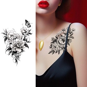 WB 5 fogli/borsa Semi-permanente bellezza donne <span class=keywords><strong>farfalle</strong></span> <span class=keywords><strong>fiori</strong></span> Sexy realistico impermeabile Stencil Stencil - Product Image 1