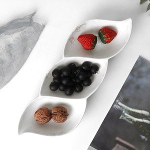 Tùy Chỉnh Nhà <span class=keywords><strong>3</strong></span> Phần Món Khai Vị Phục Vụ Đĩa Khay Thực Phẩm Trái Cây Món Ăn Nhẹ Gốm Trắng Phục Vụ Đĩa - Product Image 5