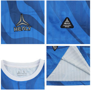 Uniforme de Fútbol Moderno Personalizado con Diseño de Ondas, Camiseta de Fútbol Transpirable de Secado Rápido con Diseño de Degradado Azul Vibrante - Product Image 3