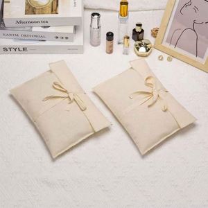 Wholesale Custom Logo Letterpress Printed Beige <b>Canvas</b> Classic Envelope Cosmetic <b>Packing</b> Tie Perfume Hair Handbag Dust Bag - Product Image 3