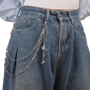Chaîne de taille multicouche avec pendentif papillon ajouré en argent tibétain, chaîne de pantalon Hip Hop, chaîne de corps tendance pour usage quotidien - Product Image 1
