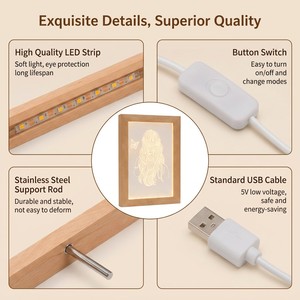 Lampe <span class=keywords><strong>photo</strong></span> personnalisable moderne à intensité variable avec support en bois, idéale pour une surprise romantique <span class=keywords><strong>de</strong></span> la Saint-Valentin et l'éclairage nocturne <span class=keywords><strong>de</strong></span> la chambre des couples - Vente Flash - Product Image 4