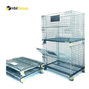 Manufacture galvanized foldable supermarket storage steel wire cage