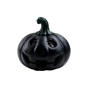 Statuetta di Zucca Nera in Resina Personalizzata con Superficie Testurizzata Retrò per Decorazioni di Halloween, Ornamento Artigianale Spaventoso - Product Image 1