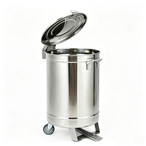 Contenedor <span class=keywords><strong>de</strong></span> <span class=keywords><strong>Basura</strong></span> Industrial Grande <span class=keywords><strong>de</strong></span> 50L, Acero Inoxidable, con Pedal, Recipiente para Desechos, para Hospital, Oficina - Product Image 1