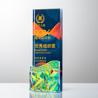 Trophée personnalisé en cristal de verre gravé avec impression couleur personnalisée trophée en cristal avec boîte-cadeau