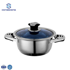 Gran oferta, cazuelas de inducción de acero inoxidable con borde ancho, 16 Uds., juego de utensilios de cocina con tapa de vidrio azul - Product Image 2
